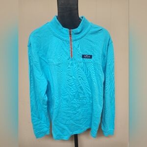 Lauren James Co. Preptec Women's Size XL 1/4 Zip Aqua Blue Cotton Pullover